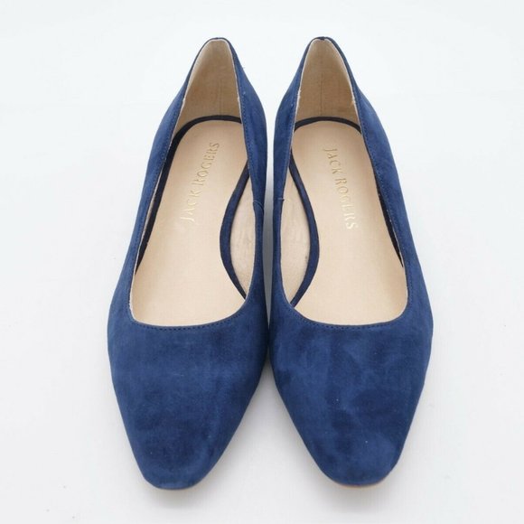 Jack Rogers Womens 9 M Midnight Laina Blue Suede Slip On Pointy Wedge Pumps - Picture 6 of 10
